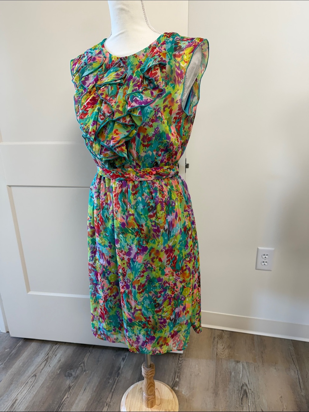Emma & Michele Multicolor Floral Ruffle Dress
